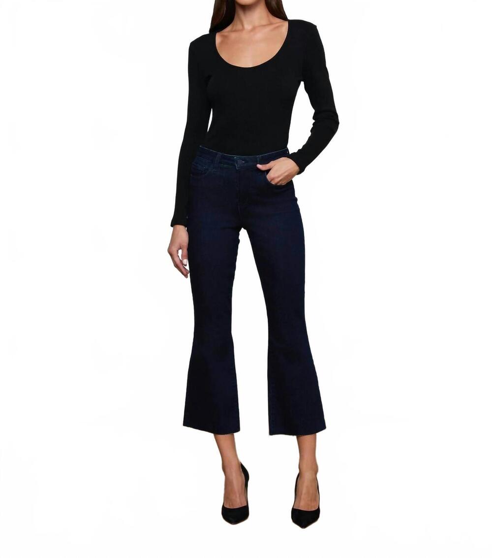 NEW L'AGENCE kendra cropped flare jean in black ink